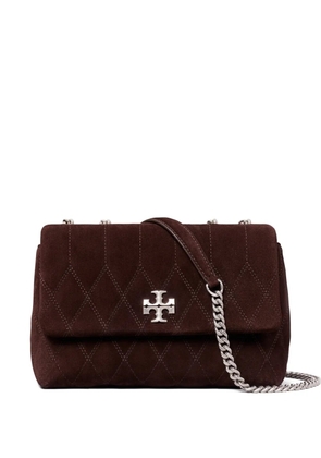 Tory Burch Kira quilt suede small convertible shoulder bag - Brown