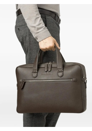 Graf von Faber-Castell zip two-compartment briefcase - Brown