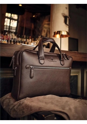 Graf von Faber-Castell zip two-compartment briefcase - Brown