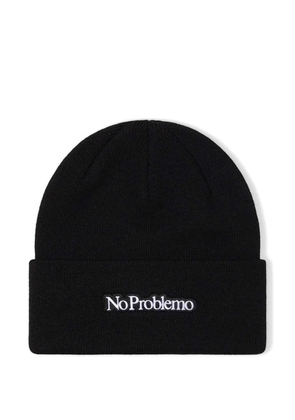 NO PROBLEMO embroidered knitted beanie hat - Black