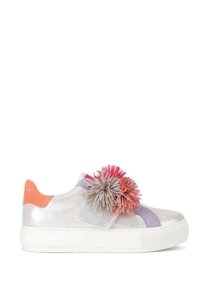 Kurt Geiger London Laney Pom Pom leather sneakers - Silver