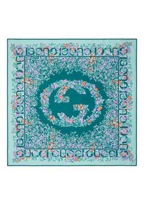 Gucci floral printed twill scarf - Green