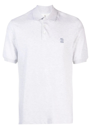 Brunello Cucinelli logo-print piqué polo shirt - Grey
