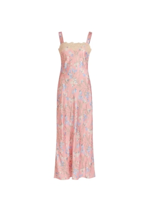 Rixo Rosamarie floral-print satin midi dress - Pink