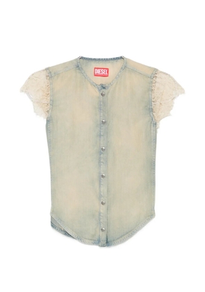 Diesel De-Malka-S lace panelled button shirt - Blue
