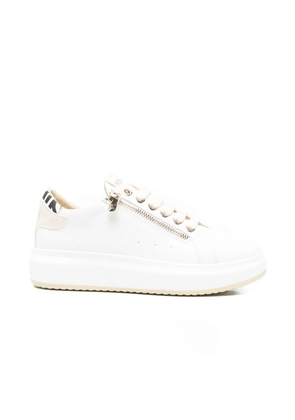 KEYS zip-detail leather sneakers - White