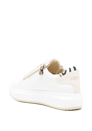 KEYS zip-detail leather sneakers - White
