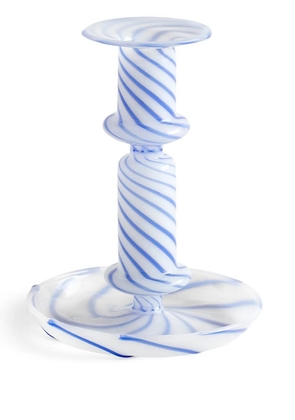 HAY Flare striped candleholder - Blue