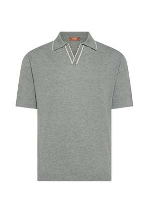 Cruna V-neck trim T-shirt - Grey