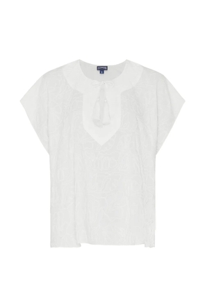 Vilebrequin tassel-detail embroidered blouse - White
