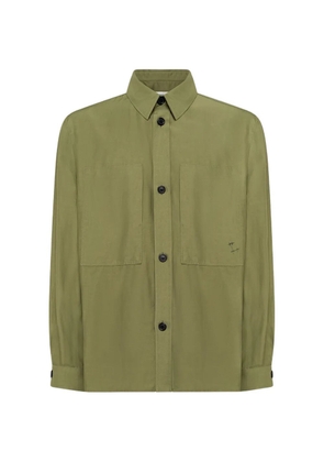 Laneus button embroidered overshirt - Green
