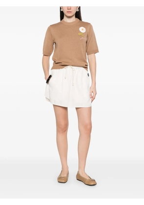 Kenzo logo-patch drawstring mini skirt - Neutrals