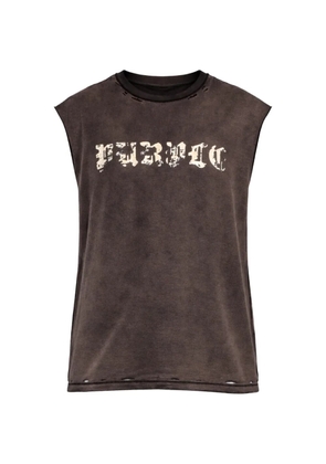 Purple Brand print sleeveless T-shirt - Brown