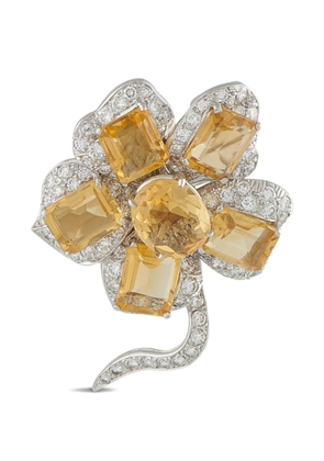 LB Exclusive flower-shaped diamond and citrine brooch - Silver