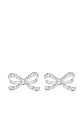Self-Portrait crystal bow earrings - Silver