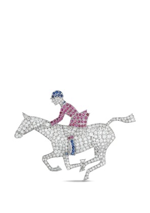 LB Exclusive multi-stone horse and jockey brooch - Silver