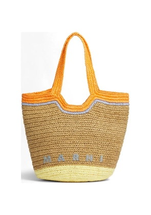 Marni raffia logo shoulder bag - Brown