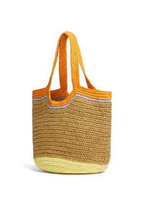 Marni raffia logo shoulder bag - Brown