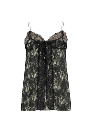 Dolce & Gabbana floral-print lace-trim top - Black