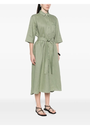Max Mara button belt linen midi dress - Green