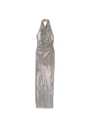 Self-Portrait halterneck maxi dress - Silver