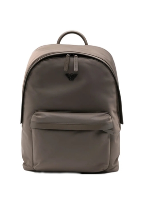 Emporio Armani logo-plaque backpack - Brown