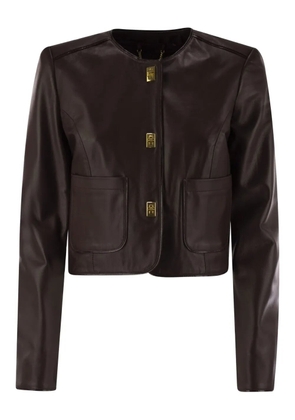 Elisabetta Franchi twist-lock leather jacket - Brown