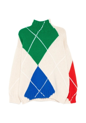 JW Anderson turtle-neck argyle sweater - White