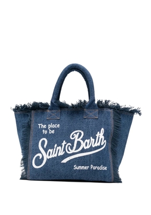 MC2 Saint Barth fringed-detail logo-print tote bag - Blue