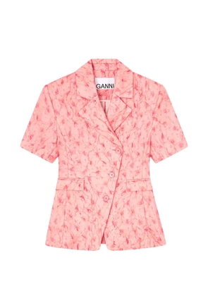 GANNI double-breasted short-sleeve jacket - Pink