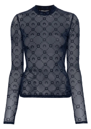 Marine Serre Moonogram mesh longsleeved top - Blue