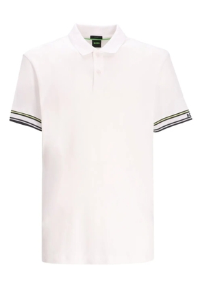 BOSS striped-cuff polo shirt - White