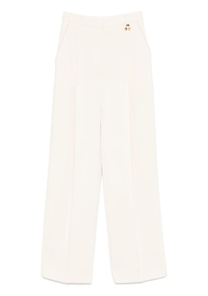 Elisabetta Franchi contrasting-topstitching crepe trousers - Neutrals