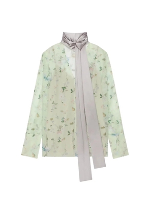 Givenchy floral pussy-bow blouse - Green