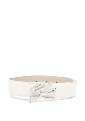 Karl Lagerfeld logo-plaque leather belt - White