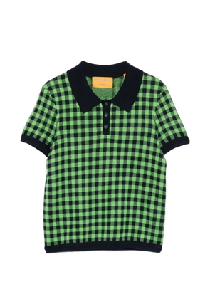 Guest In Residence Shrunken checked polo top - Green