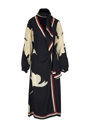Johanna Ortiz floral print wrap midi dress - Black