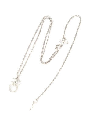 CHANEL Pre-Owned 2023 Stainless Steel Rhinestone CC Heart Pendant Necklace costume necklace - Silver