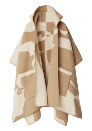 Burberry EKD-motif hooded wool cape - Neutrals