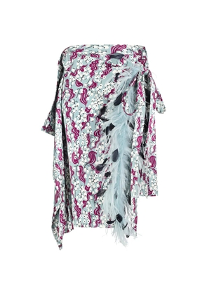 DES PHEMMES panel feather wrap midi skirt - Blue