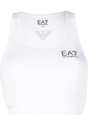 Ea7 Emporio Armani logo print sports bra - White