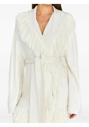SEROYA fringed belted cardigan - Neutrals