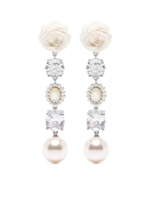SHUSHU/TONG crystl-embellishment pearl drop earrings - Silver