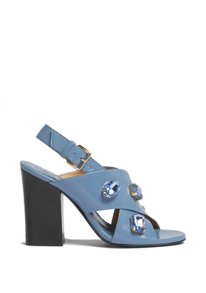 Marni criss-cross crystal leather sandals - Blue