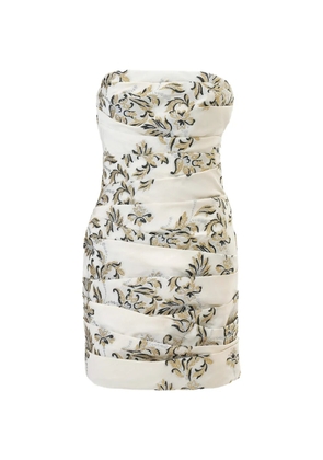 Carolina Herrera lurex trellis jacquard ruched mini dress - Neutrals