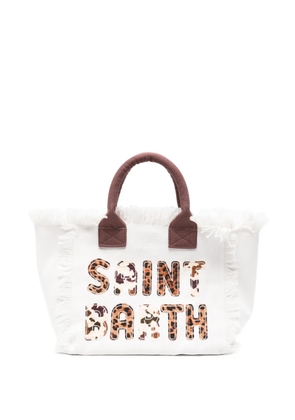 MC2 Saint Barth fringed letter-patch tote bag - White