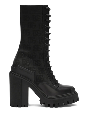 Dolce & Gabbana DG-logo 90mm lace-up mesh boots - Black