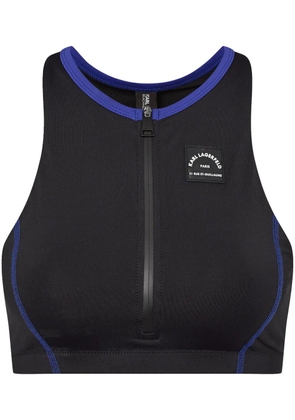 Karl Lagerfeld Sporty Logo zipper swim top - Black