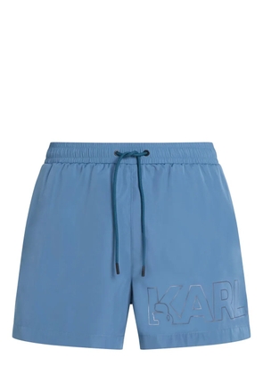 Karl Lagerfeld metallic logo-print swim shorts - Blue