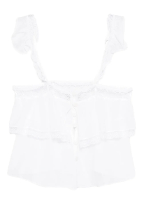 Forte Forte ruffle lace trim top - White
